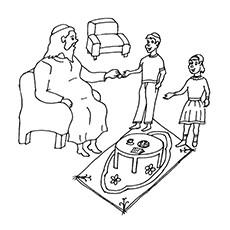 Ramadan Coloring Pages - Kid’s Getting Eidi From Their Elders