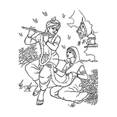 Meera and Lord Krishna coloring page_image