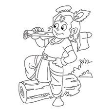 Krishna chopping wood coloring page