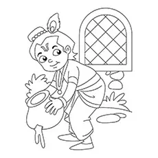 Krishna the butter thief coloring page_image