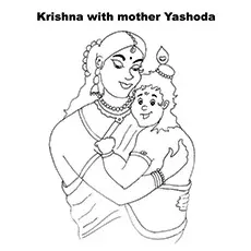 Lord Krishna with mother Yashodha coloring page_image