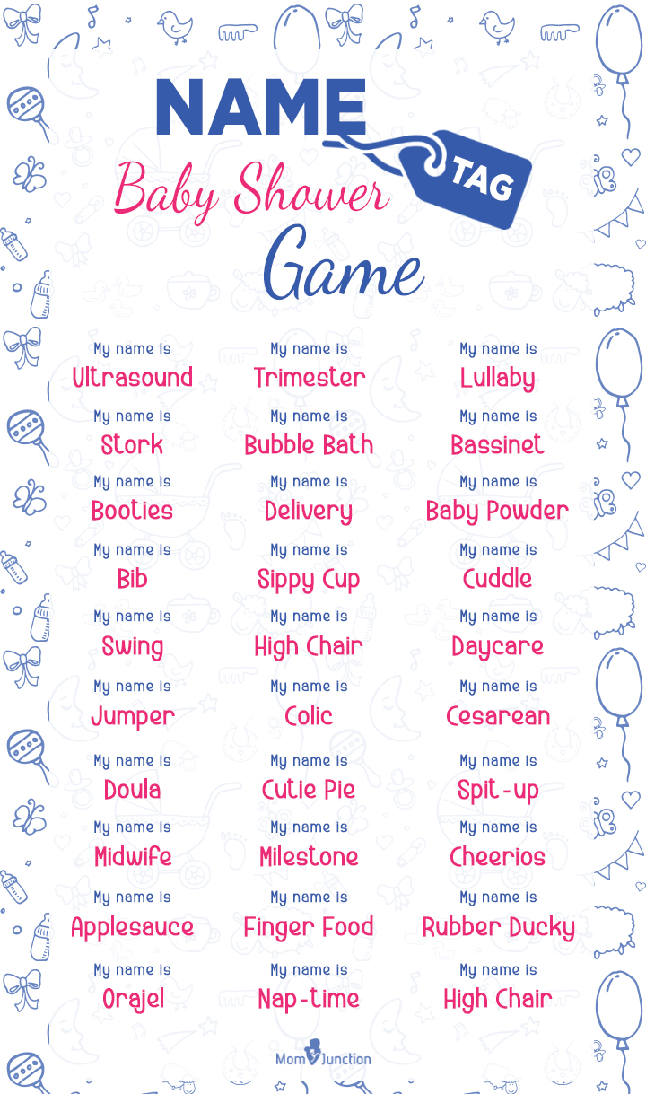 Name tag for baby shower games