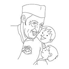 Pandit Nehru with two cute kids children