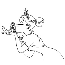 Princess Kissing the Frog Coloring Sheet 