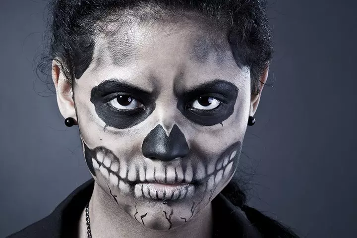 Skeleton Halloween face paint for kids