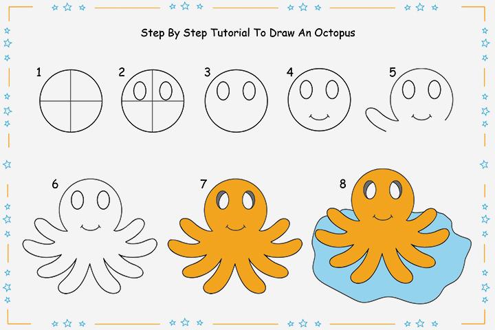 Octopus Drawing Easy Step By Step Resenhas De Livros