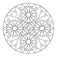 Sunflower mandala coloring page