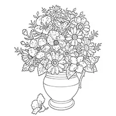 A vase of sunflower coloring page