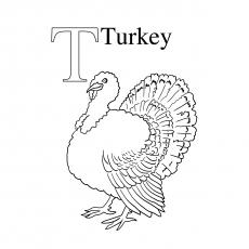 T for Turkey coloring page