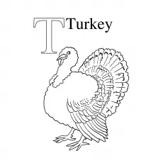 T for Turkey coloring page