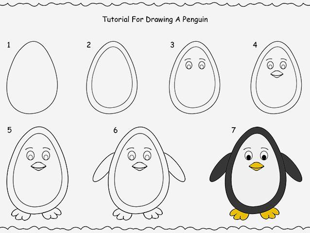 How To Draw A Penguin Step By Step - Easy Tutorial For Kids