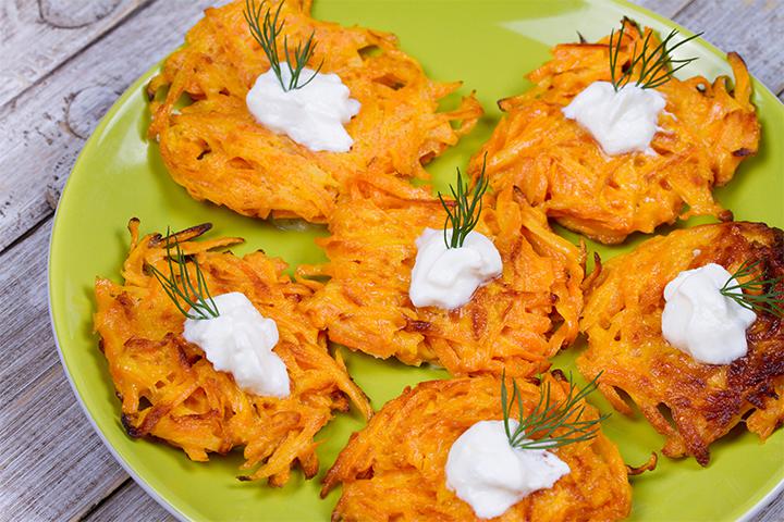Carrot fritters and calories while breastfeeding
