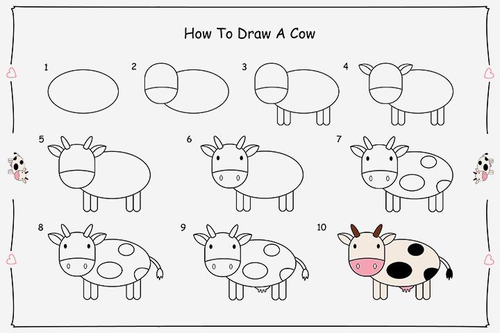 How To Draw A Cow Step By Step