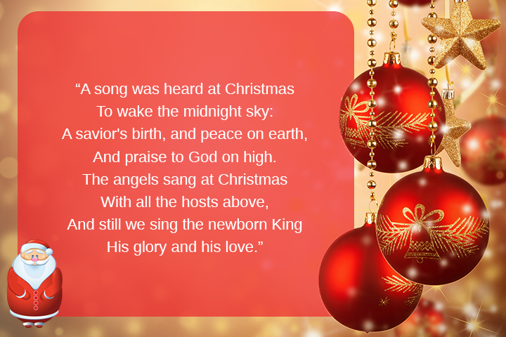 A Song Was Heard At Christmas poem for kids