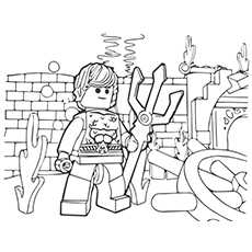 Lego Movie Aquaman with Weapon coloring Page