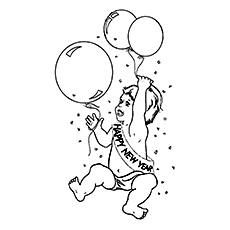Baby New Year coloring page