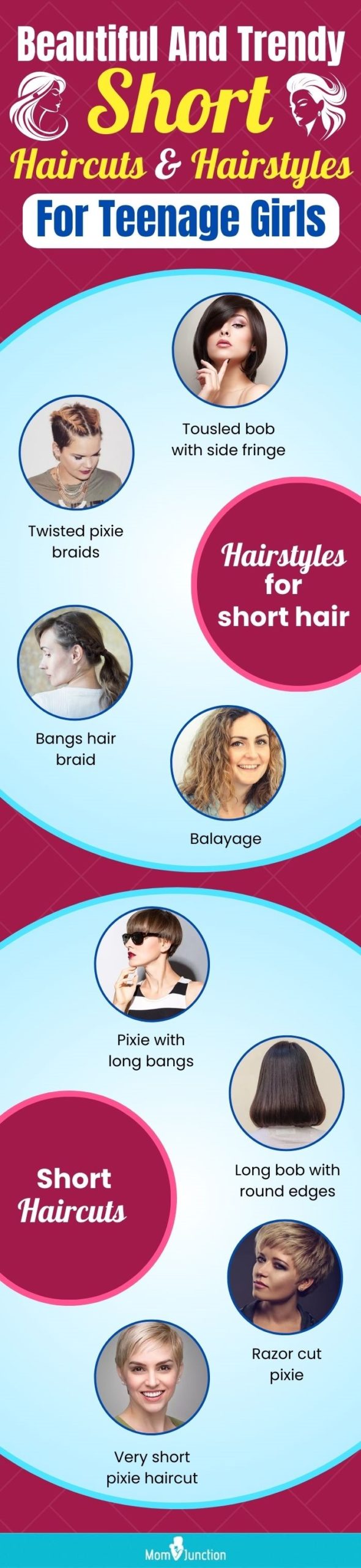 beautiful and trendy short haircuts and hairstyles for teenage girls (infographic)