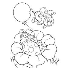 Bee and ladybug coloring page