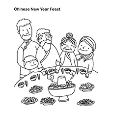 Chinese New Year Feast Coloring Page_image