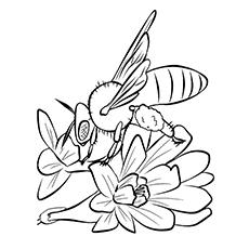 bee and flower coloring page