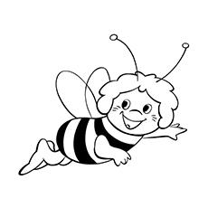 Cute cartoon bee coloring page