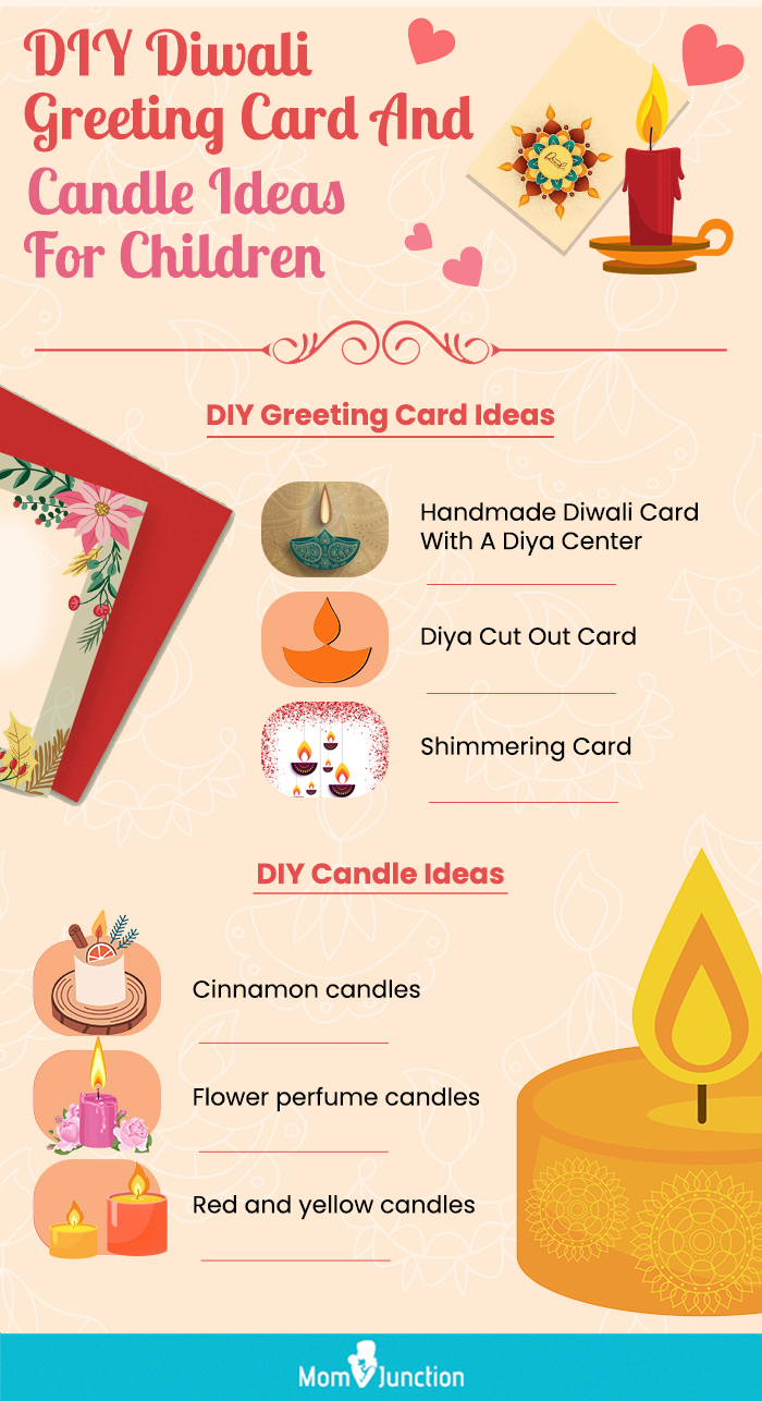 diy diwali greeting card and candle ideas for children (infographic)