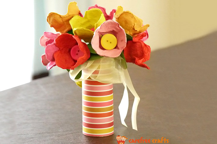 Waste Material Craft Ideas - Egg Carton Tulips