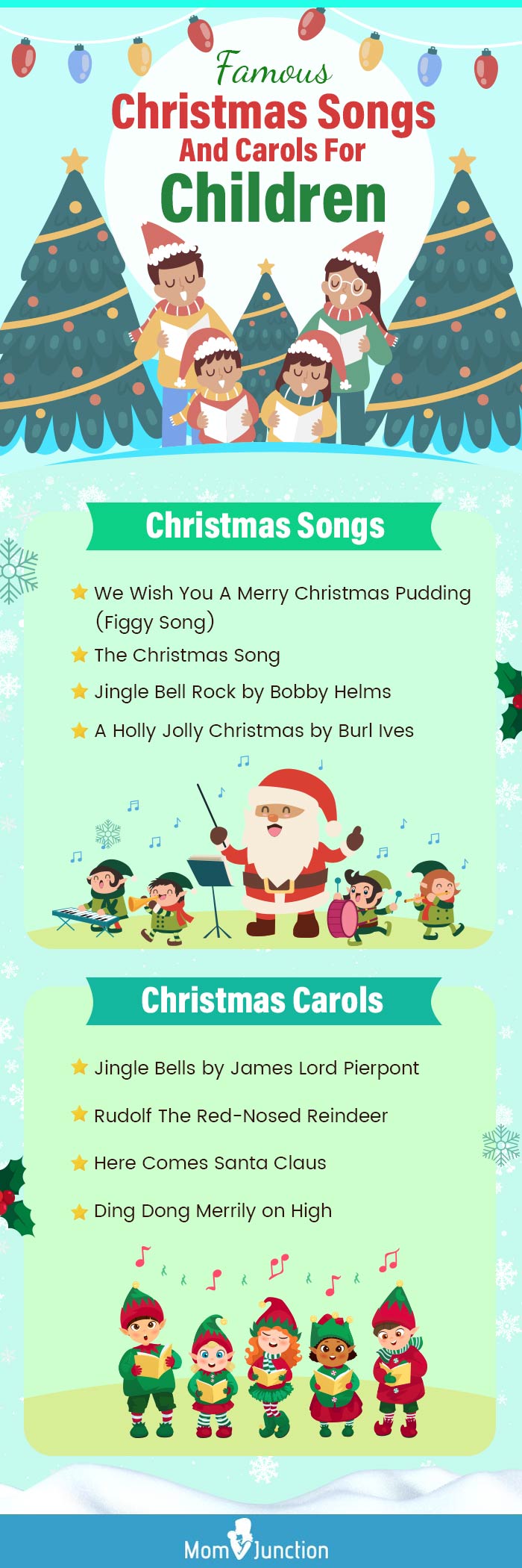 famous christmas songs and carols for children (infographic)
