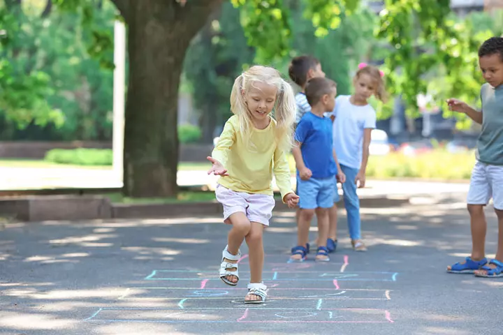 Hopscotch, a group game for kids