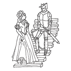 Knight And Princess coloring page for kids