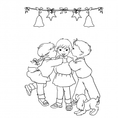 Mistletoe new year coloring page