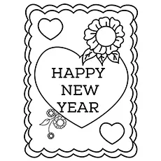 New Year Card Template Coloring Page_image