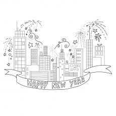 New Year in New York coloring page