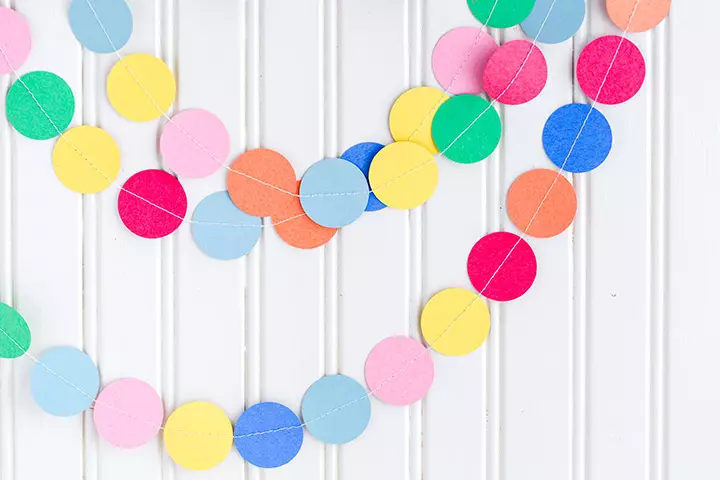Waste material crafts for kids, paper garland