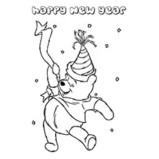 Pooh Wishing You Happy New Year Coloring Page_image