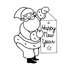 Santa wishing Happy New Year coloring page