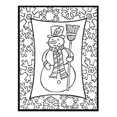 Snowman And Snowflake New Year Coloring Page_image