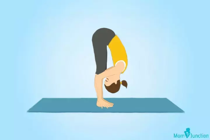 Standing forward bend yoga pose for kids