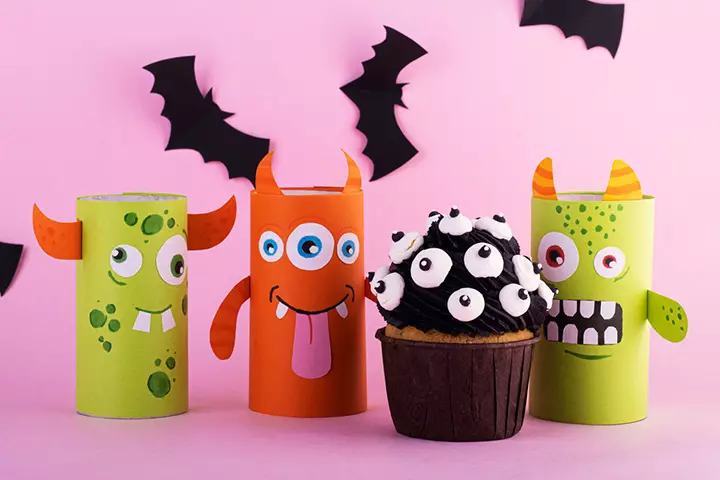 Waste material crafts for kids, monster box