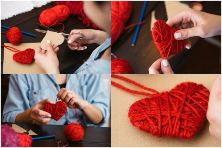 Woolen heart art and craft ideas for teenagers