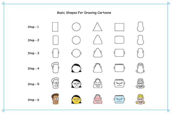 How to draw cartoon shapes for kids