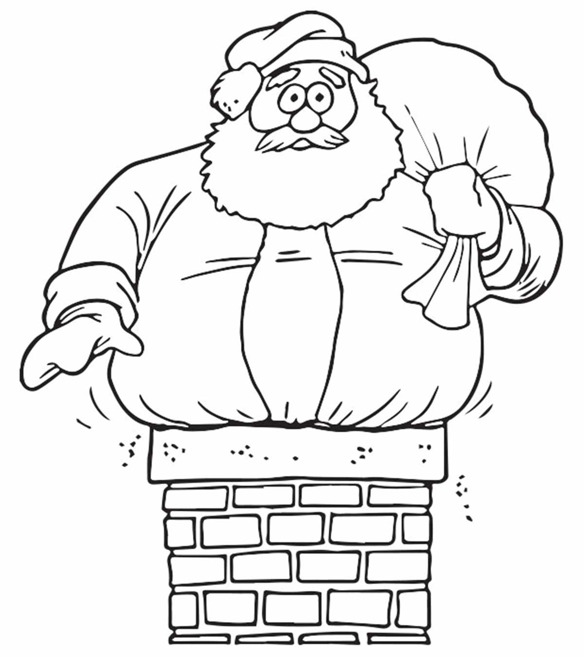 Santa Going Down Chimney Coloring Pages