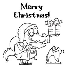 Alpine Crocodile As Santa Claus coloring page