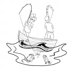 Amusing Coloring Page Of A Fishermen coloring page