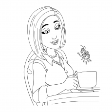 Barry and Vanessa bloom drinking coffee coloring page
