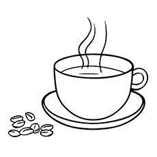 Coffee And Coffee Beans coloring page