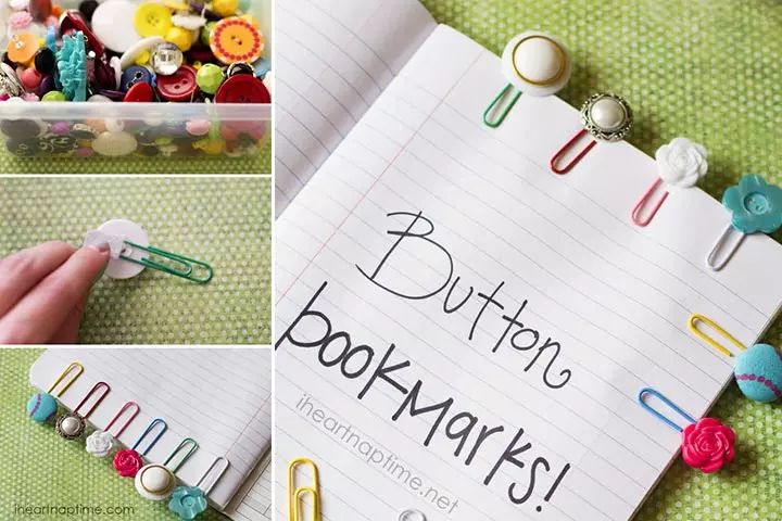 Cute button bookmarks as Christmas gift for kids