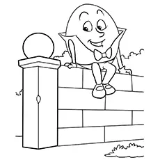 Cute Humpty Sitting On The Wall Coloring Page_image