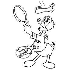 Donald flipping pancake coloring page for your little one_image