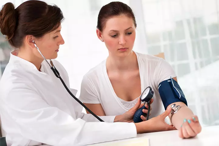 During checkup in this week, your blood pressure will be measured.